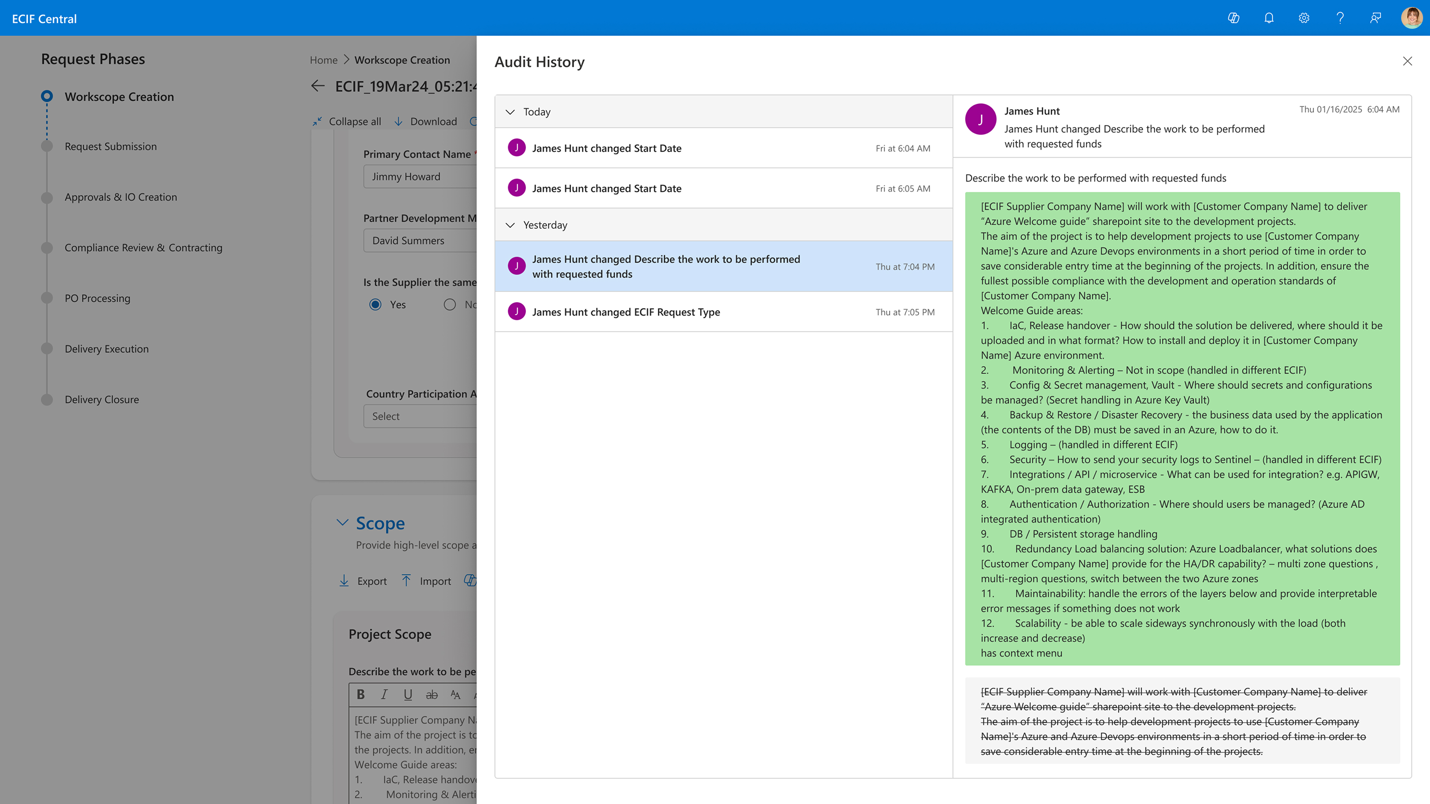 ECIF audit history 2